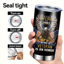 20 OZ Stainless Steel Water Bottle - Patriotic Military Flag Design Coffee Mugs