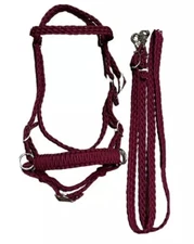 Pony Bitless Bridle  Side Pull Hackamore Pony Tack  With Reins Burgundy