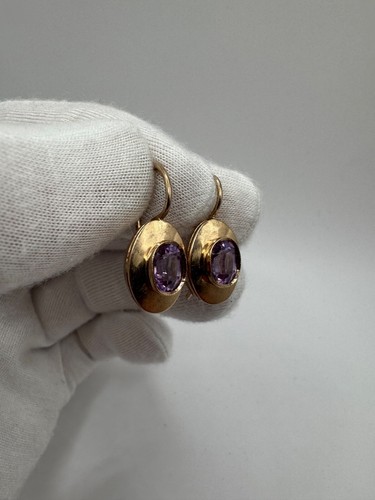 Orecchini donna vintage URSS epoca sovietica oro 583 14 carati gioielli belli 4,81 g - Foto 5 di 9