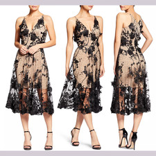 NWT $298 Dress the Population [ XS ] Audrey Embroidered Fit Flare Dress #G1050