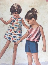 McCalls 7275 Vintage Sewing Pattern Children Size 4 Shift Top Shorts 1967