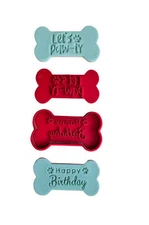 Dog bone cookie stamp cake fondant embosser - Let's paw-ty, and Happy birthday s