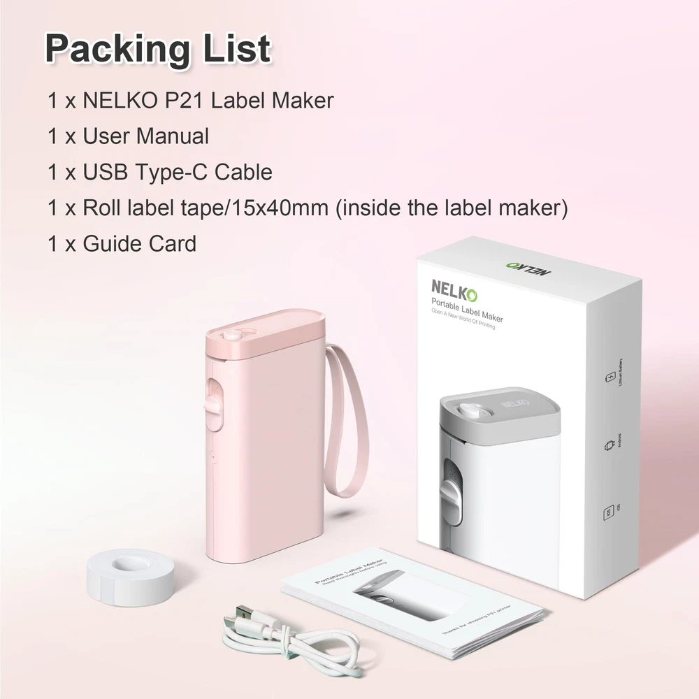 Bluetooth Label Maker Machine P21 with Wireless Mini Label Printer and Tape