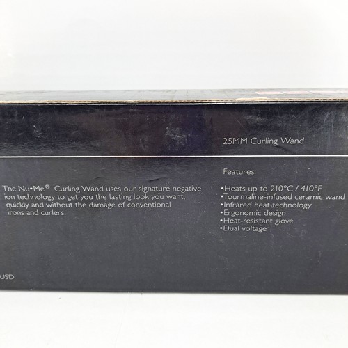 NuMe 25MM Curling Wand Tourmaline Ceramic Professional Styling Tool Zebra Black - Picture 4 of 11