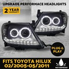 A PAIR Headlights DRL HALO Projector Angel Eyes For Toyota HILUX 2005 - 2011 N70