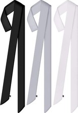 Geyoga 3 Pcs Scarf Skinny for Women Satin Belts Sash Black, White, Grey