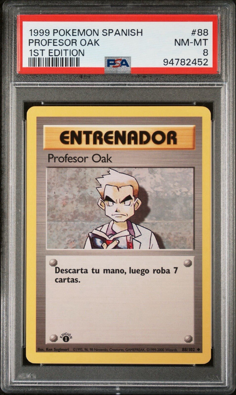 1999 Pokemon Spanish Base Set 1st Edition 88/102 Professor Oak PSA 8