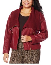 Iman Leather Jacket Genuine Soft Lamb Leather Moto Coat ~cranberry Red (large)