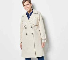Centigrade Twill Double Breasted Long Trench Coat In Stone Size S A471952