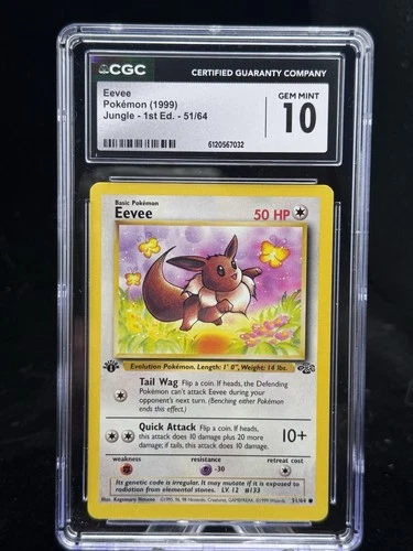 Eevee #51 1st Edition Jungle 1999 Pokémon CGC 10 ✨