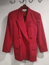 Christian Dior Vintage Red Plaid Jacquard Double Breasted Blazer Jacket Women 10