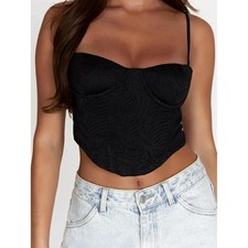 Meshki Womens Maggie Underwire Corset Top Black Size Large