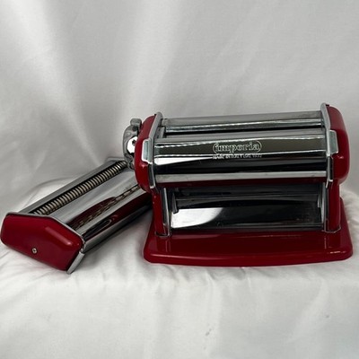 Imperia Pasta Maker with Duplex Cutter Attachment Made in Italy Red