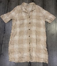 Everlane Women’s Checkered Brown & White Dress Pockets Size C, #738