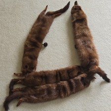 Vintage Brown Mink Fur Stole Shawl Wrap