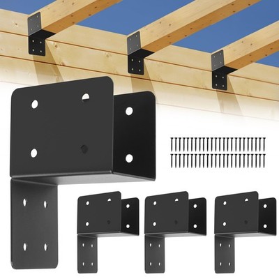 4 Pcs Post Caps Tie Bracket,4x4 Black Joist Anchor Connector for 