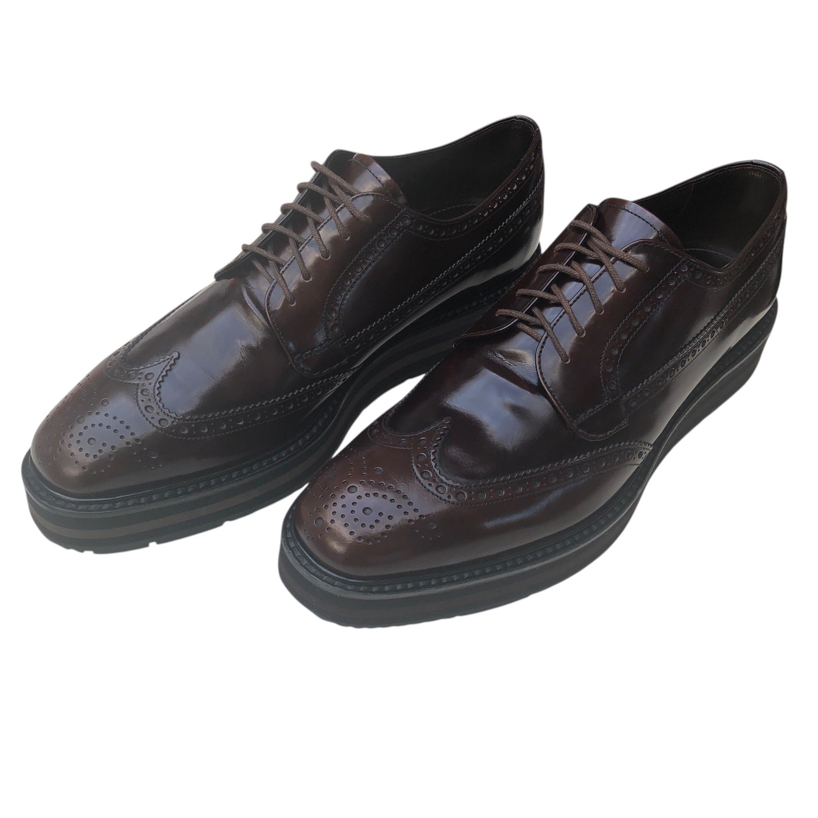 PRADA PLATFORM BROGUE - Limited Edition Oxford Authentic Oxblood Leather 8.5 VTG image 5