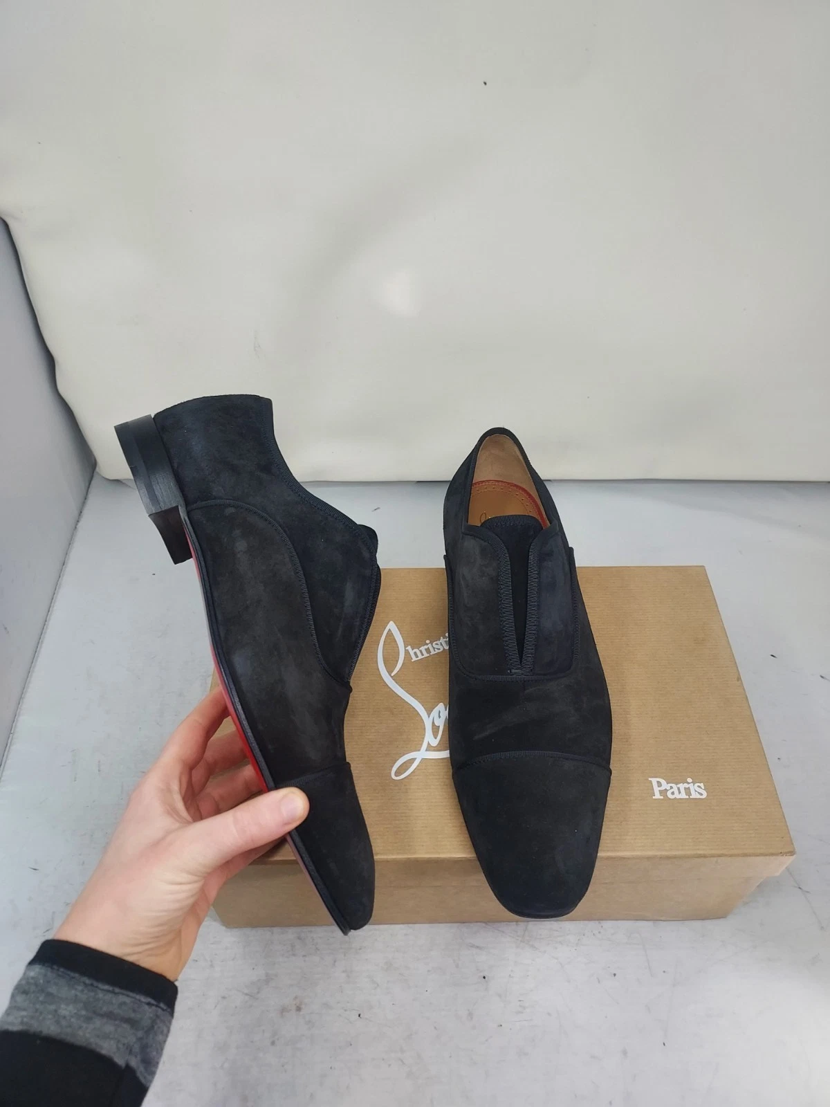 Christian Louboutin — Christian Louboutin EU 41.5 US 8.5 NEW MENS Black Alpha Male Suede Oxford Shoe