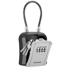 Lock Box, Portable Key Lock Box with Removable Cable Handle, Resettabl...