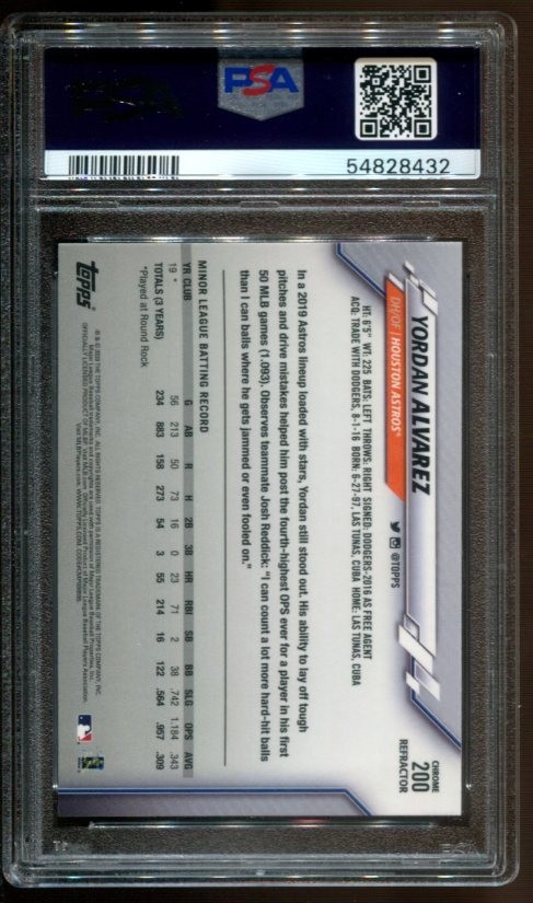 2020 Topps Chrome Refractor #200  Yordan Alvarez RC - PSA 9 Mint view 2