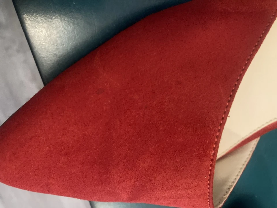 Steve Madden Slingback Punta Punta Plana Rojo Gamuza Mujer’s Talla 11 Foto 4 de 4