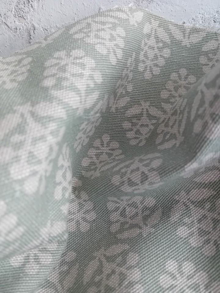 Swedish Tree Printed Cotton Fabric Duck Egg Green Stencil Folk Style ...