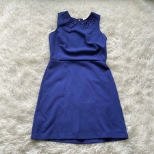 Loft Laser Cut Floral Sheath Dress in Blue