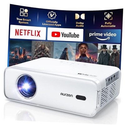 Aurzen EAZZE D1 Smart Projector with WiFi and Bluetooth, Linux Smart System