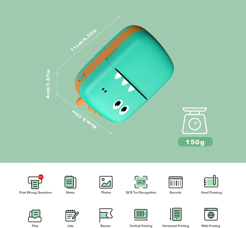 Portable Mini Thermal Printer Bluetooth Pocket Phone Printer + Paper Labels Roll - Image 4 of 4