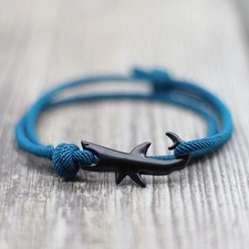 NEW Shark Bracelet Unisex Adjustable Double Layer 3mm Cord Surfer Jewelry