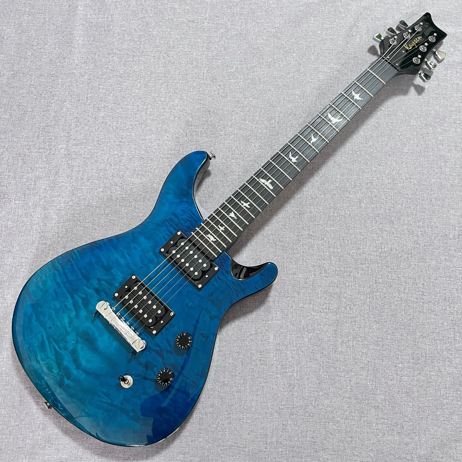 Transparent blue PRS Electric Guitar 6 String Solid Body Bird Inlays HH Pickups