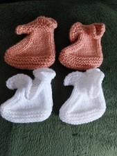 Hand Knitted Baby Girls Frilled Bootees