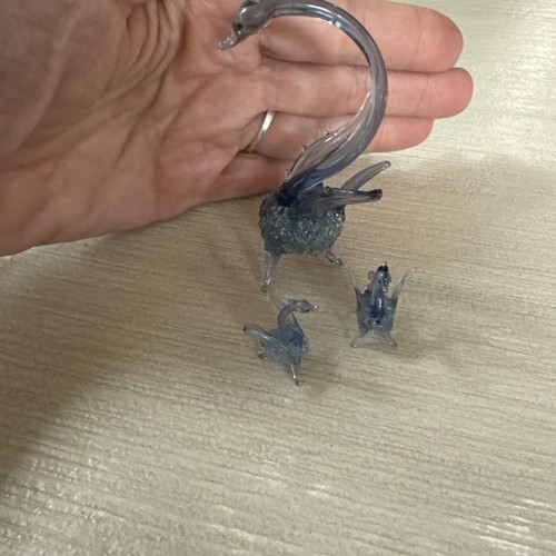 Vintage ? Hand Blown Blueish Glass Dragon ? Figurines