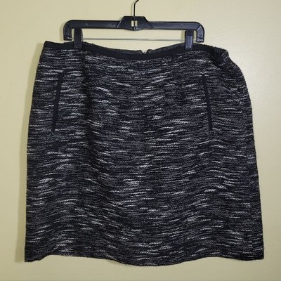Talbots Black White Wool Tweed Skirt 18W