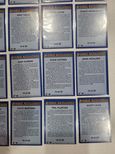 1992 Fleer Rookie Sensations Complete Set Frank Thomas, Bagwell, Knoblauch #1-20 - Picture 11 of 12
