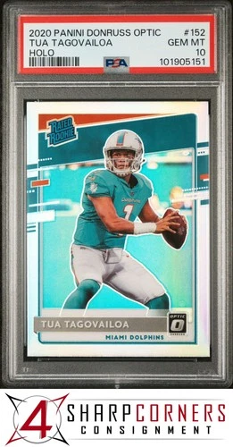 2020 PANINI DONRUSS OPTIC HOLO PRIZM #152 TUA TAGOVAILOA RC RATED ROOKIE PSA 10
