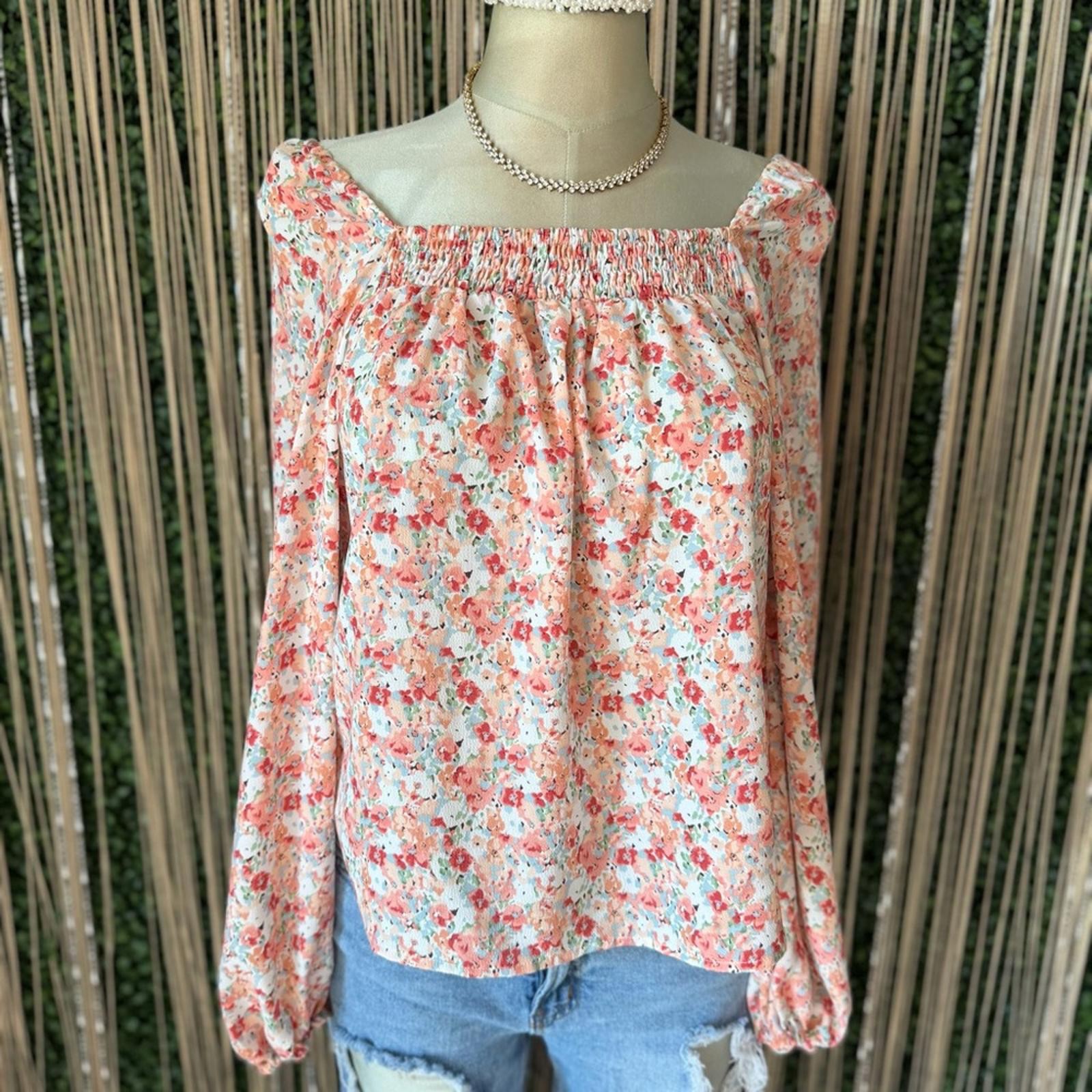 Women's Floral Off-Shoulder Long Sleeve Blouse