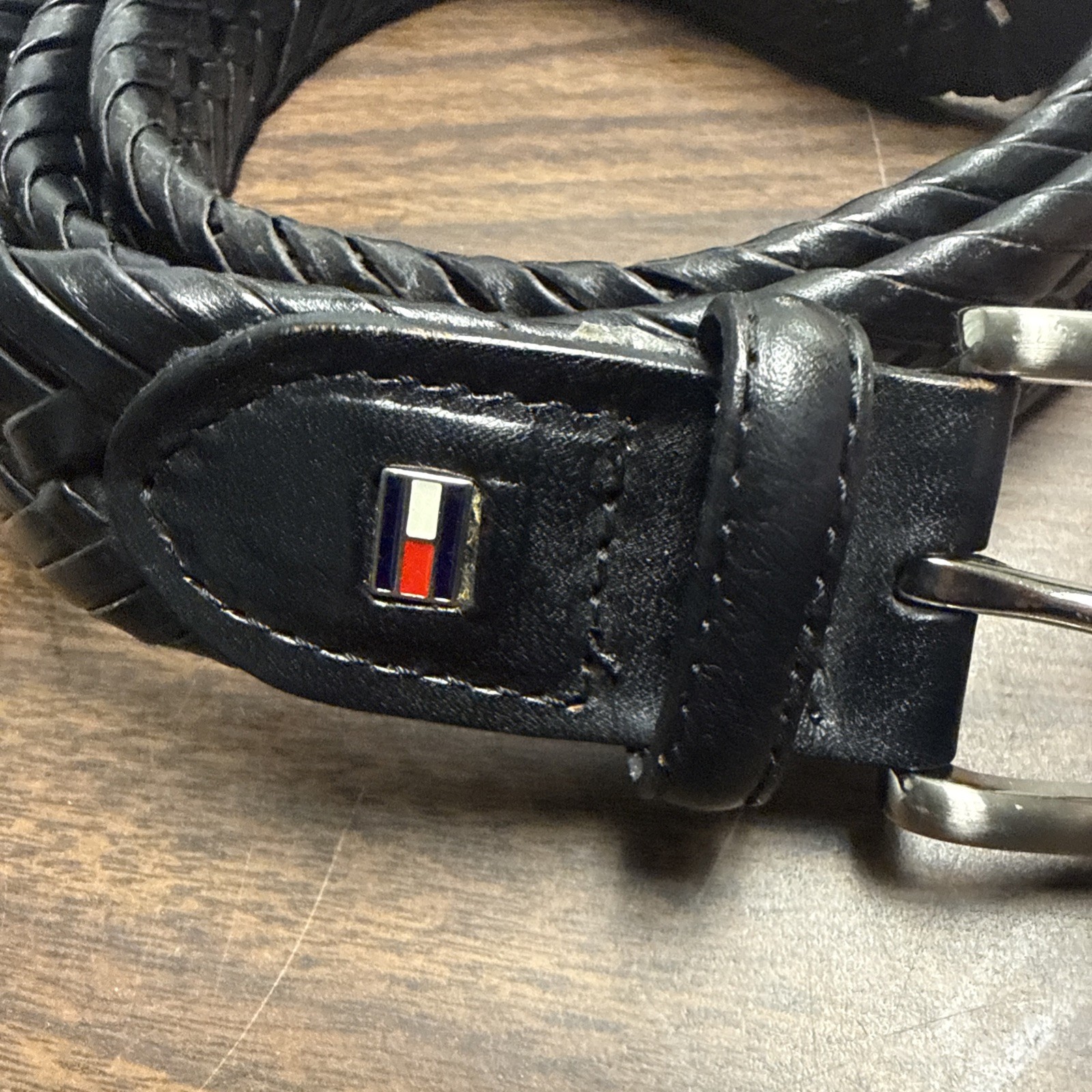 Tommy Hilfiger Mens Braided Belt Black Size 44 Leather Bonded thumbnail 2