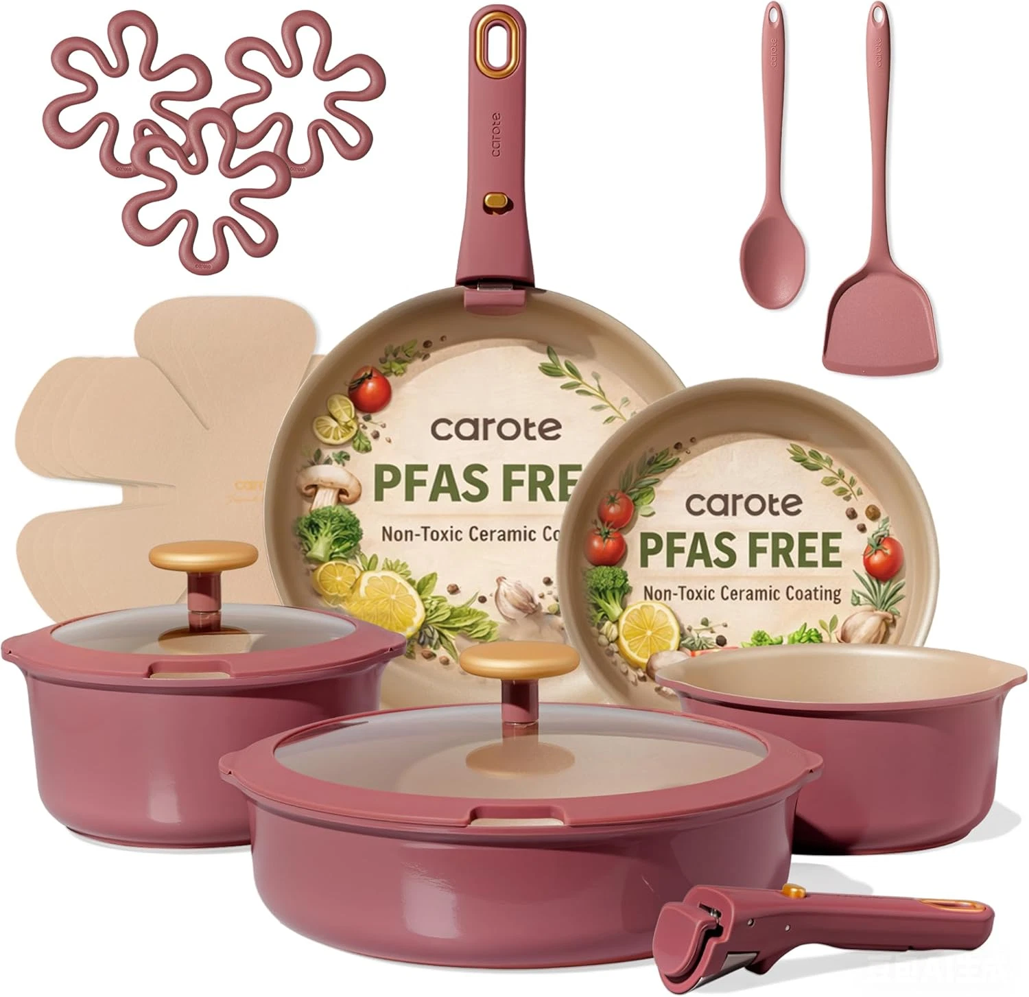 18Pcs Titanium Reinforced Nonstick Pots and Pans Set, Nonstick Cookware Set with