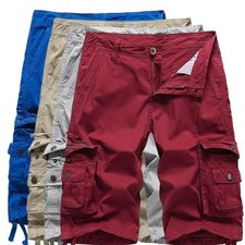 Classic Mens Casual Solid Cargo Shorts Multi Pockets Washed Lounge 30 - 48