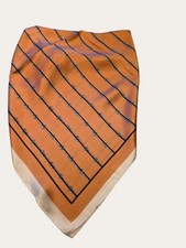 Vintage Equestrian Print Scarf Orange  Beige