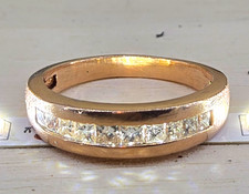Kallati-14k Rose Gold Channel-Set Princess-Cut MINED Diamond Band Ring Size 12