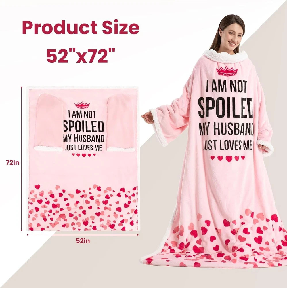 Wearable Heated Blanket with Sleeves Foot Pocket Electric Throw for Women Gift