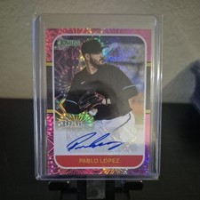 2021 Donruss Retro 1987 Signatures Pink Fireworks 175/199 Pablo Lopez Auto s5q