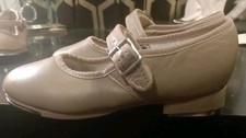 Capezio Tele Tone Mary Jane Tap Shoes Youth 11.5M Tan Leather Upper 3800C...AV..