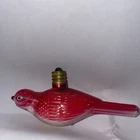 Vintage Christmas Ornament Figural Light Bulb Milk Glass Red Bird 4 Inches!!!