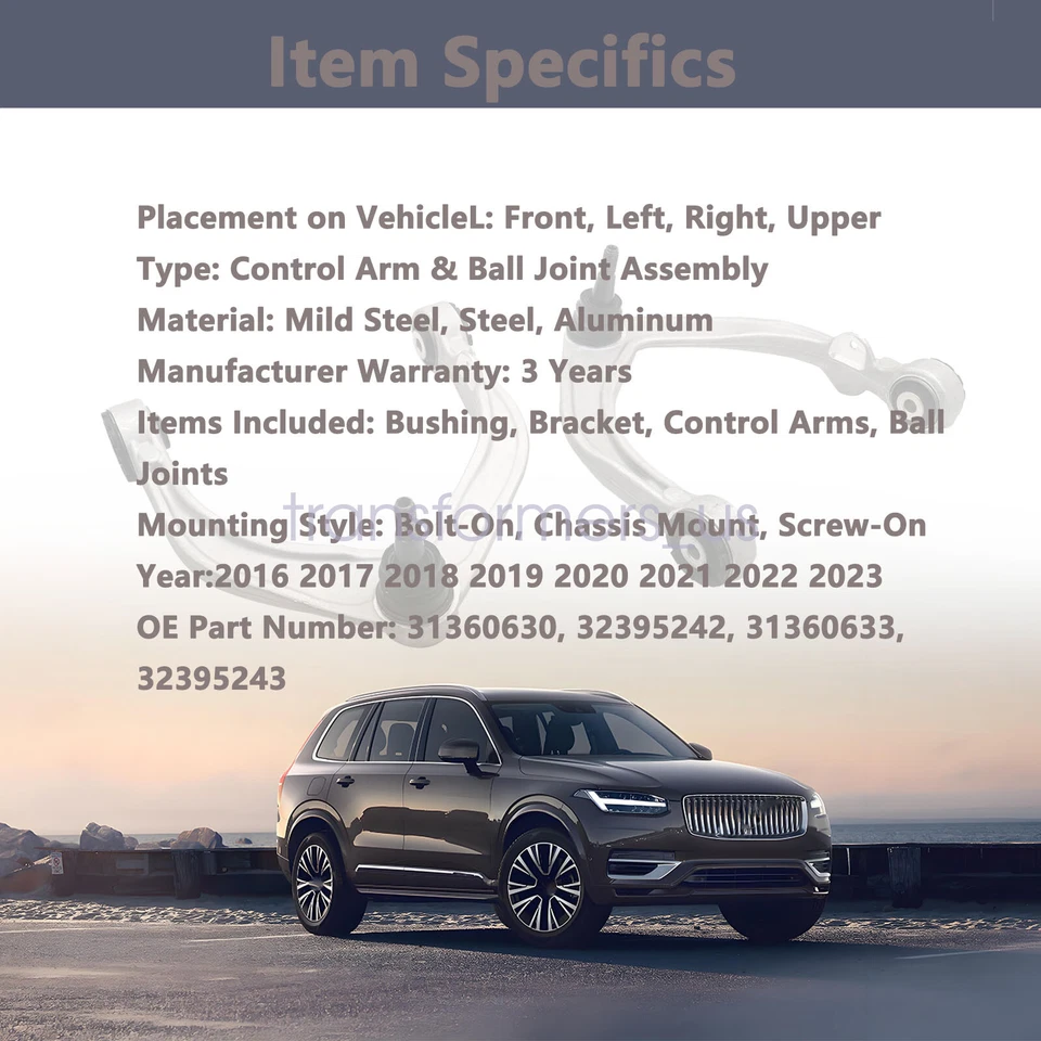 Передние верхние левые и правые рычаги управления для Volvo XC90 XC60 T5 T6 T8 2,0 л 2016-23 - Изображение 4 из 4