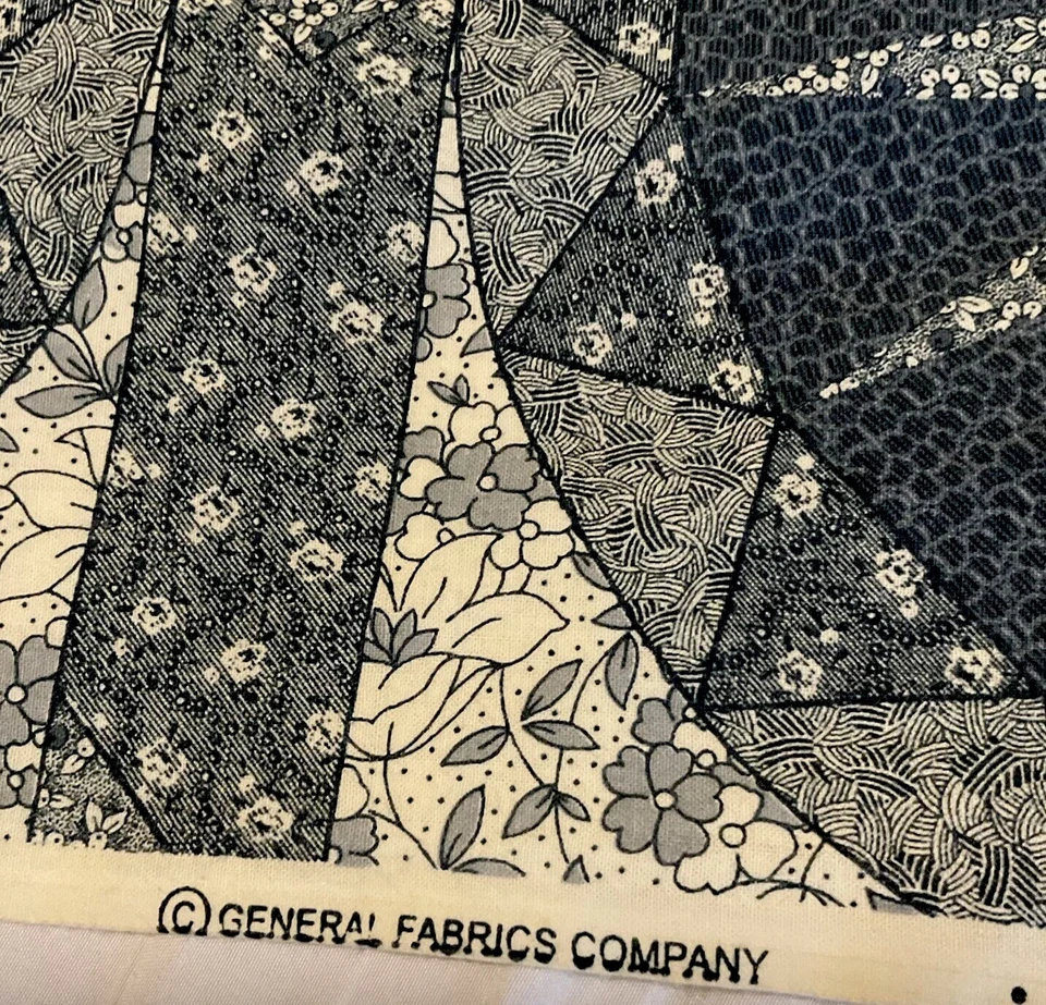 Tela de algodón 44” X 70” General Fabrics Co. patrón de bloques de estrellas azules Foto 4 de 4