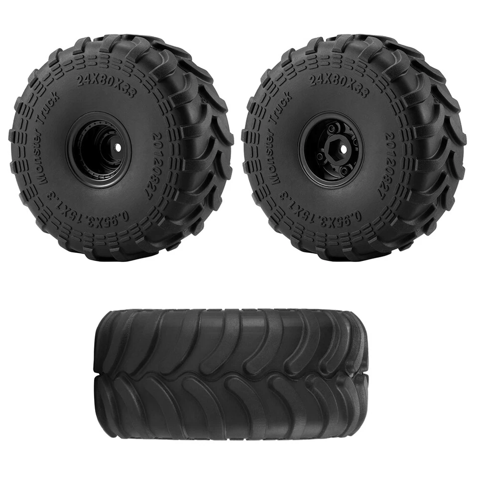 AXSPEED 80mm Monstertruck Felge Reifensat für RC Axial SCX24 TRX4m 1/18 1/24 Car - Bild 2 von 4