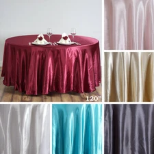 10 pcs 120" ROUND Satin TABLECLOTHS Wedding Party Tabletop Linens Supplies SALE